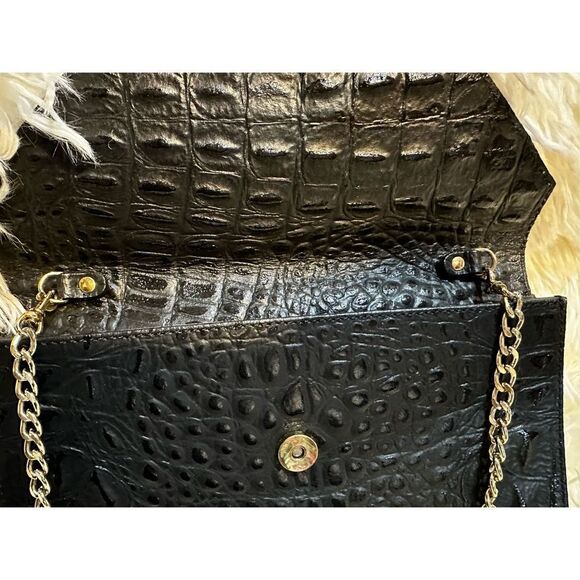 Courage. b Black crocodile Leather Shoulder Bag or Clutch with Removable Strap - Picture 7 of 10